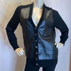 NWT - J. Crew black leather & wool vest - M